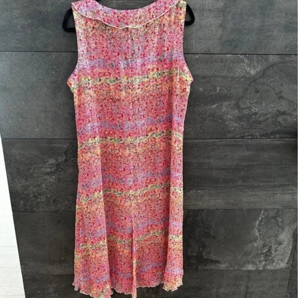 Johnny Was SILK Sheer Colorful Midi Dress - Picture 5 of 8